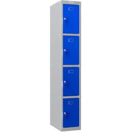 Phoenix Spind Locker blau, grau PL1430GBK, 4 Schließfächer 30,0 x 50,0 x 183,0 cm