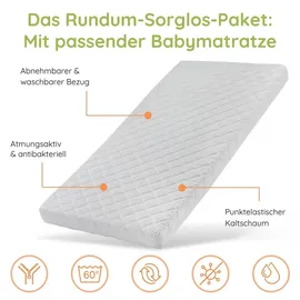 Kids Collective Babybett mit Schublade und Matratze Weiß 60 x 120 cm