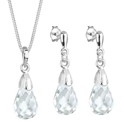 Elli Tropfen Bergkristall 925 Sterling Silber Schmuck-Set   Damen 