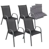Albatros Kuba Gartenstuhl 4er Set  grau  mit Sitzauflage  stapelbar