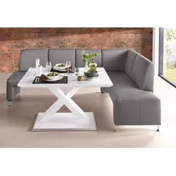 Eckbank EXXPO - SOFA FASHION "Intenso, viele Bezugsstoffe Cord, Leder, Struktur 244/157 cm (B/T)", grau, B:244cm H:91cm T:157cm, NaturLeder, Strukturstoff (Zusammensetzung: Polyester 100%), Luxus-Microfaser (Zusammensetzung: Aufgeflockte 100% Polyester Schicht mit Prägung), Cord (Zusammensetzung: Polyester 100%), Sitzbänke, hohe Bodenfreiheit, frei im Raum stellbar, hoher Sitzkomfort