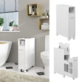 Vicco Toilettenschrank Weiß, 18 x 71 cm mit ausziehbarem Fach