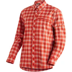 Outdoorhemd MAIER SPORTS "Kasen L/S M", Herren, Gr. 58, Normalgrößen, rot, 97% Polyester, 3% Elasthan, Langarm, Hemden, Herren Hemd, langarm Karohemd für Outdoor und Freizeit