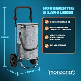 monzana 3in1 Einkaufstrolley grau 56 L
