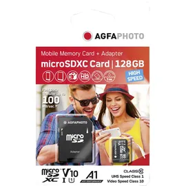 AgfaPhoto microSDXC 128 GB Class 10 UHS-I V30 + SD-Adapter