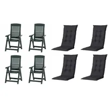 PROGARDEN Tampa Klappsessel 60 x 61 x 109 cm grün 4 St. inkl. 4 x Auflagen schwarz