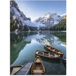 Artland Wandbild »Pragser Wildsee in Südtirol«, Bilder von Booten & Schiffen, (1 St.), als Alubild, Outdoorbild, Leinwandbild in verschied. Größen Artland Farbe Bild(er): blau