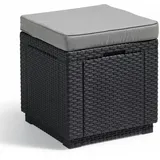 KETER Cube Sitzhocker 42 x 42 x 39 cm graphitgrau inkl. Kissen