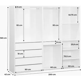 sweeek - Modulares Kleiderschrank-Set mit 3 Elementen - Weiß - Weiß
