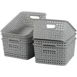 Kiddream Set Mit 6 Korb Klein Rattan Kunststoff, Korb Schrank Aufbewahrungsboxen (Grau)