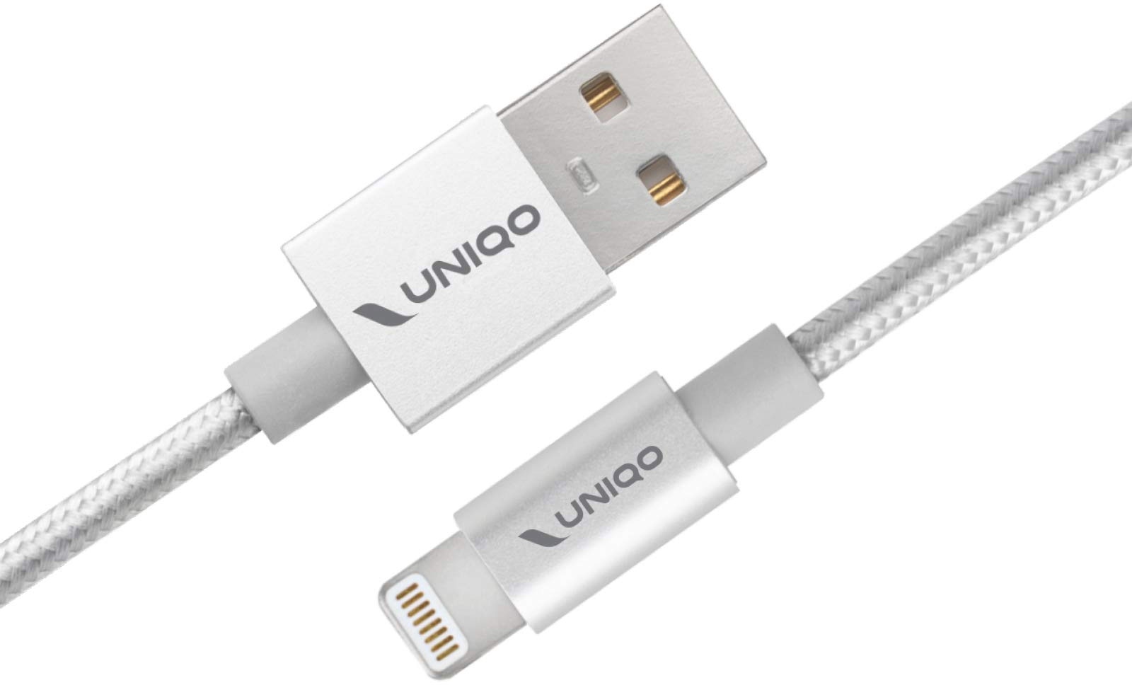 UNIQO USB 2.0 - Lightning Anti-Tangle-Nylonkabel zum Laden und Übertragen von Daten, 1 Meter Länge, Made for Apple Zertifizierung für iPhone und iPad