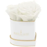 PARIS EN ROSE Rosenbox Herz Weiß-Gold mit 3 Weißen