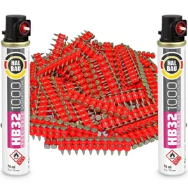 HALBAU Set Betonnägel 19mm 2000Stück HB42 + 2 x Gaspatrone HB32 115mm für Nagler