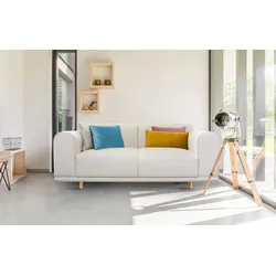 2-Sitzer ANDAS "Maroon", beige, B:200cm H:82cm T:96cm, Struktur grob ( 100% POLYPROPYLEN, Struktur fein ( 100% Polyester), Struktur (100% Polyester), Sofas, 2-Sitzer-Sofa Polstermöbel, in skandinavischem Design, mit losen Kissen