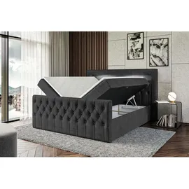 altdecor Boxspringbett mit Matratze 20 cm, 180x200 - Schwarz Holzwerkstoff, Höhe ca.