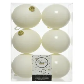 Kaemingk Weihnachtsbaumkugeln bruchfest 8 cm 6 Stück weiß glanz matt