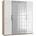 Level 200 x 216 x 58 cm Plankeneiche Nachbildung/Weißglas mit Glas- und Spiegeltüren