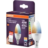 Osram SMART LED Lampe B40 Kerzenform E14, 4.9W ZigBee 3.0, Tunable White 2700-6500K, dimmbar, App Steuerung, Alexa