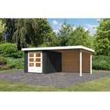 Karibu Gartenhaus Bastrup 4 Anthr.220x280x222 im Set mit AD 3m,28mm Rückwand