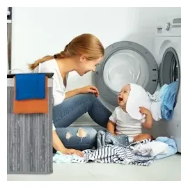 Relaxdays Wäschekorb grau