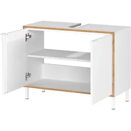 Germania Waschbeckenunterschrank 5000 Weiß/Eiche 80 cm x 60 cm x 34 cm