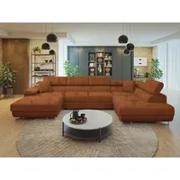 Mirjan24 Wohnlandschaft Torezio Bis, mit Bettkasten und Schlaffunktion, Einstellbare Kopfstützen, 346x203x70-90 cm (Farbe: Flow ... - Braun