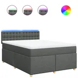 vidaXL Boxspringbett mit Matratze Dunkelgrau 160x200 cm Stoff