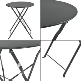 [en.casa] Bistroset Caprile 3-tlg. klappbar Stahl Dunkelgrau