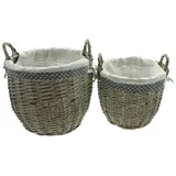 Frank Flechtwaren Weidenkorb Pünktchen 2 er Set 500006 Transportkorb Füllkorb Dekokorb