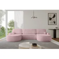 ALTDECOR Wohnlandschaft LIRA-U, Couch mit Schlaffunktion, Wohnzimmer - Wohnlandschaft, Corner Sofa Bett Eckcouch Couch L-Form Schlafcouch Ausziehbar rosa