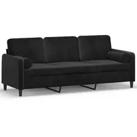 vidaXL 3-Sitzer-Sofa mit Zierkissen Schwarz 180 cm Samt