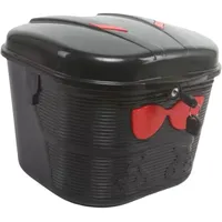 Perfeclan Elektro-Fahrradkorb, vorne montierter Fahrradkorb, Schlossdesign mit Deckel, wasserabweisend, 10 kg, robuste Aufbewahrungsbox zum Fahren, Schwarz Rot