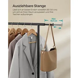 Songmics Rollgarderobe schwarz Metall 83,0 - 120,0 x 156,0 cm