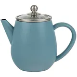 Bredemeijer kleine Teekanne 0,5 Liter - blaue doppelwandige Mini-Kanne mit Glasdeckel & Tee-Filter - für langen und warmen Teegenuss