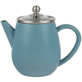 Bredemeijer kleine Teekanne 0,5 Liter - blaue doppelwandige Mini-Kanne mit Glasdeckel & Tee-Filter - für langen und warmen Teegenuss