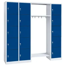 Schließfachgarderobe 15 Fächer Wertfachschrank Fächerschrank Spind Umkleideschrank Garderobe mittig grau7blau 525531