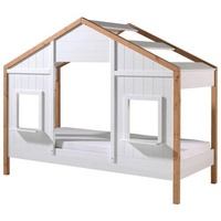 Vipack Hausbett BABS mit Liegefläche 90 x 200 cm Kiefer, Weiß, Echtholz