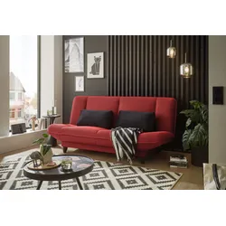 Schlafsofa ED EXCITING DESIGN "Amalia", rot, B:200cm H:88cm T:90cm, 100% Polyester, Sofas, mit Schlaffunktion und Bettkasten