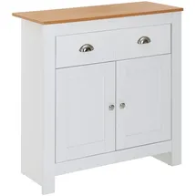 FineBuy Sideboard MDF Weiß - Eiche 80cm Kommode mit 2 Schubladen & 2 Türen modernes Design