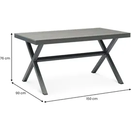 Idimex Gartenmöbel Set mit 1 Tisch und 6 Stühlen aus Alu und WPC in grau/braun, Esstisch Set in Holzoptik, Stühle mit Netz witterungsbeständig b... - Grau