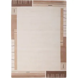 Theko Wollteppich THEKO "Kailash 110" Teppiche Gr. B/L: 60 cm x 90 cm, 20 mm, 1 St., beige Schurwollteppiche reine Wolle, handgeknüpft, mit Bordüre