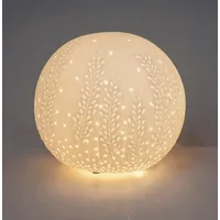 Formano Tischlampe Kugel Blätterzweige Porzellan weiß Durchbruch 21x18cm Leuchte