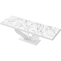 designimpex Esstisch HEB-222 Marmoroptik Marmor Natur - Weiß Hochglanz ausziehbar 160-256cm weiß