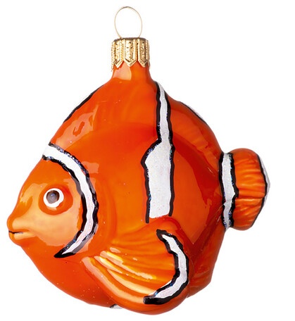 Weihnachtsbaumanhänger Fisch orange, 7x4.5x7 cm