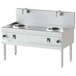 KBS Gastrotechnik KBS Wokherd 2 Brenner Wandmodell 1400x750x1050 mm mit Wokpfanne und Wasserhähnen