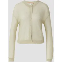 QS Strickjacke langarm in Häkeloptik mit Glitzergarn, Damen, gelb,