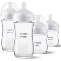 Philips Avent Glas-Flasche 4er Pack Natural Response 120ml & 240ml | Silikon-Sauger