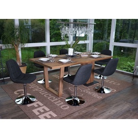 MCW Esszimmerstuhl A60 6er-Set Textil Dunkelgrau