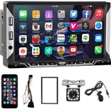 Hodozzy Autoradio 2 Din Android Navi 7 Zoll Touchscreen Autoradio Mirror Link für iOS/Android GPS RDS Radio Bluetooth Doppel Din WiFi FM Car Radio 6 USB Port Rückfahrkamera+ISO Kabel+Lenkradsteuerung