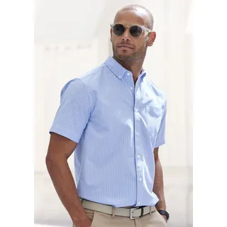 H.I.S. H.I.S Kurzarmhemd »Regular fit«, Oxfordhemd kurzarm mit Button-down-Kragen aus reiner Baumwolle, blau